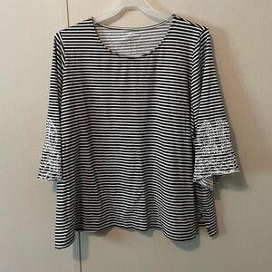 Allison Daley Black and White Striped Women's Top